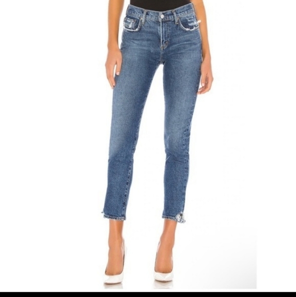 NWT  AGOLDE Toni Mid Rise Distressed Straight Leg Jeans in Obscure size 31 - Picture 3 of 16